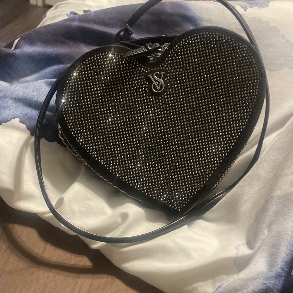 Victoria’s Secrets Elegant Black Heart-Shaped Bag